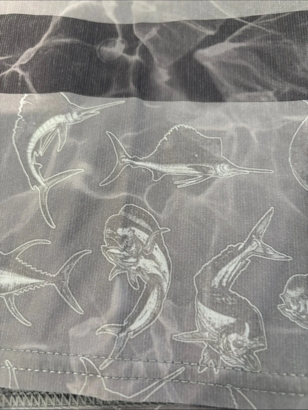 Pelagic Men’s Gray & Charcoal Striped Swim Board Shorts